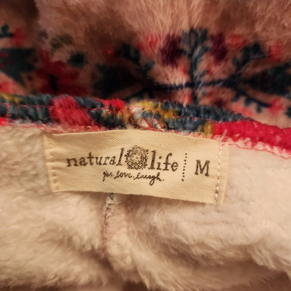 Natural Life Oversized Fleece Boho Patchwork V Neck Jumpsuit Pajamas Medium Cozy - Picture 4 of 14